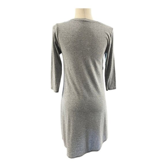 Joan Vass Knit Hi Lo Mini Dress~Size Small~Heather Grey Short Sleeve Artsy L6 22 - Picture 4 of 7